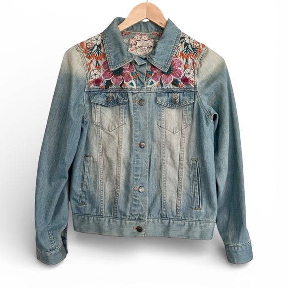 Johnny Was Nena Floral-Embroidered Denim Jacket | Sz Small - Picture 3 of 12